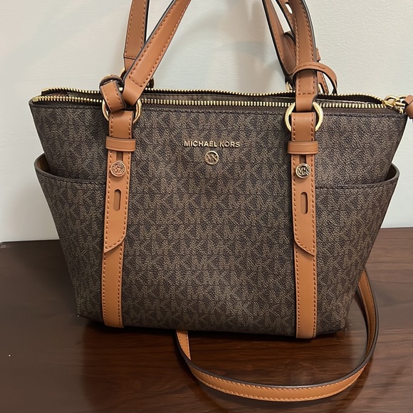 Michael Kors Nomad Convertible Top-Zip Tote (Small, Brown/Acorn) - Picture 1 of 4